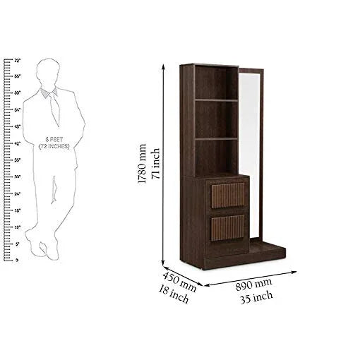 Tiago Engineered Wood Dressing Table with Mirror in Wenge Colour - HomeTown