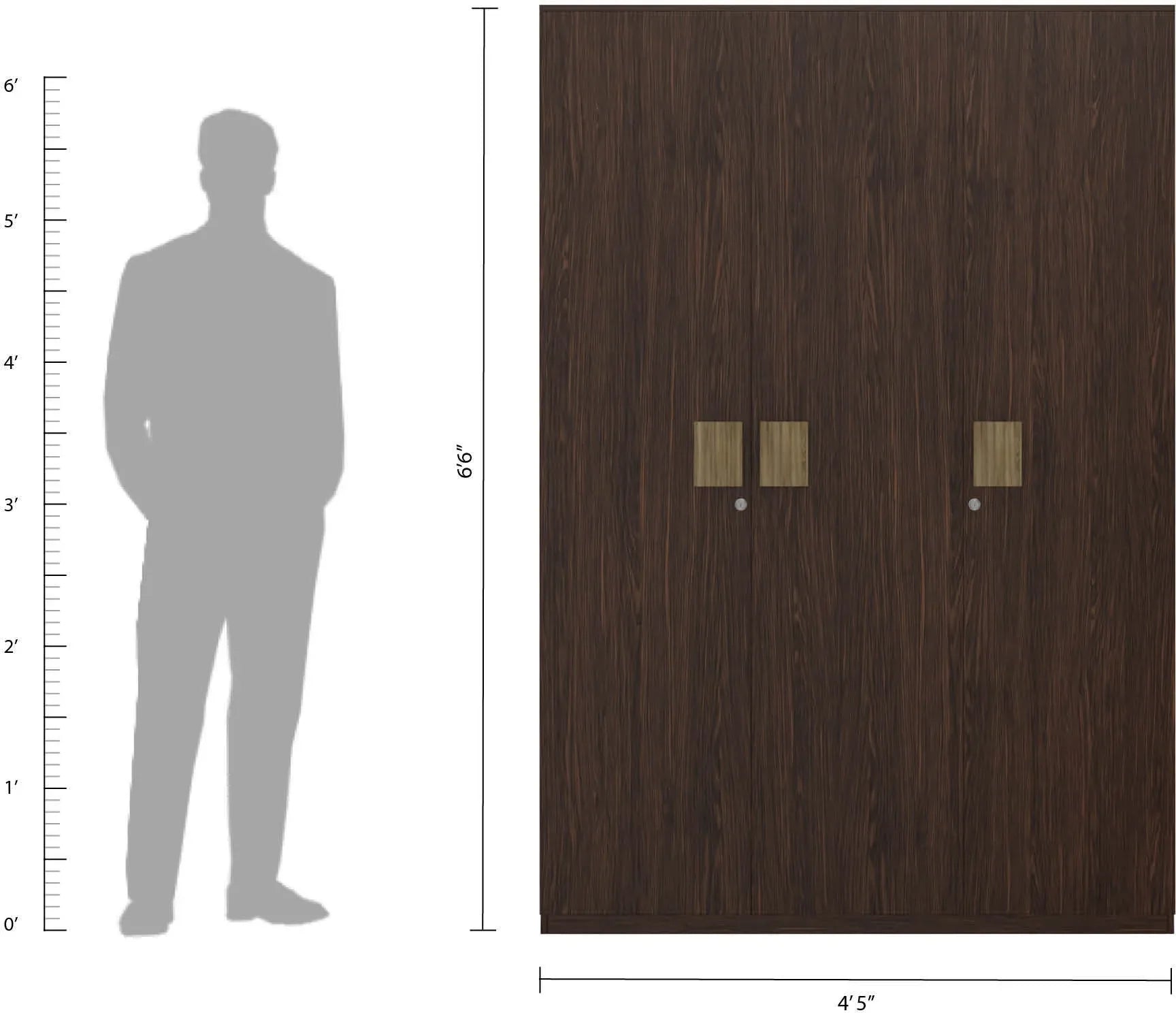 Tiago Engineered Wood Three Door Wardrobe in Wenge Colour - HomeTown