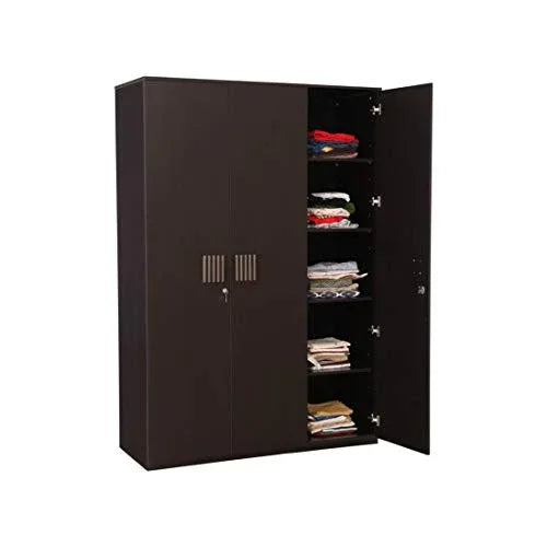 Tiago Engineered Wood Three Door Wardrobe in Wenge Colour - HomeTown