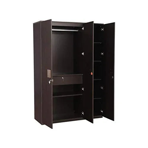 Tiago Engineered Wood Three Door Wardrobe in Wenge Colour - HomeTown