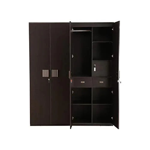 Tiago Engineered Wood Four Door Wardrobe in Wenge Colour - HomeTown