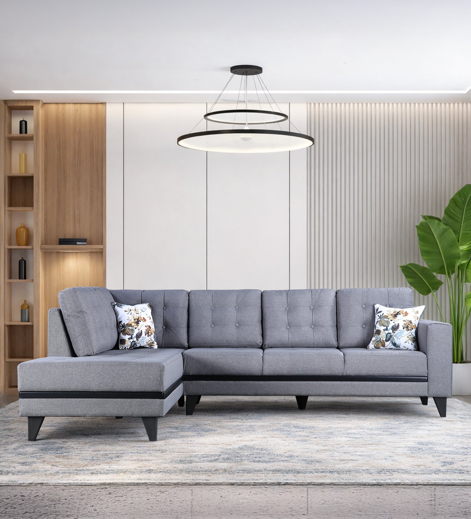 Garcia Fabric 5 Seater Sofa with Right Hand Side Lounger