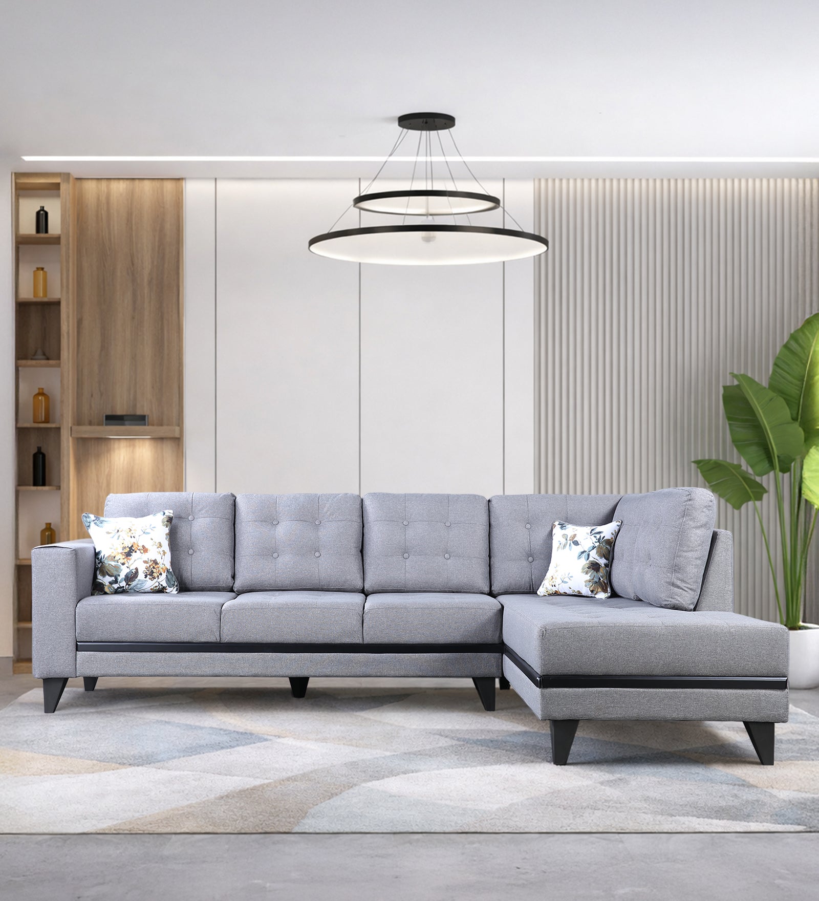 Garcia Fabric 3 Seater Sofa With Left Hand Side Lounger