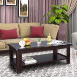 Maysville Glass Top Center Table in Walnut Colour