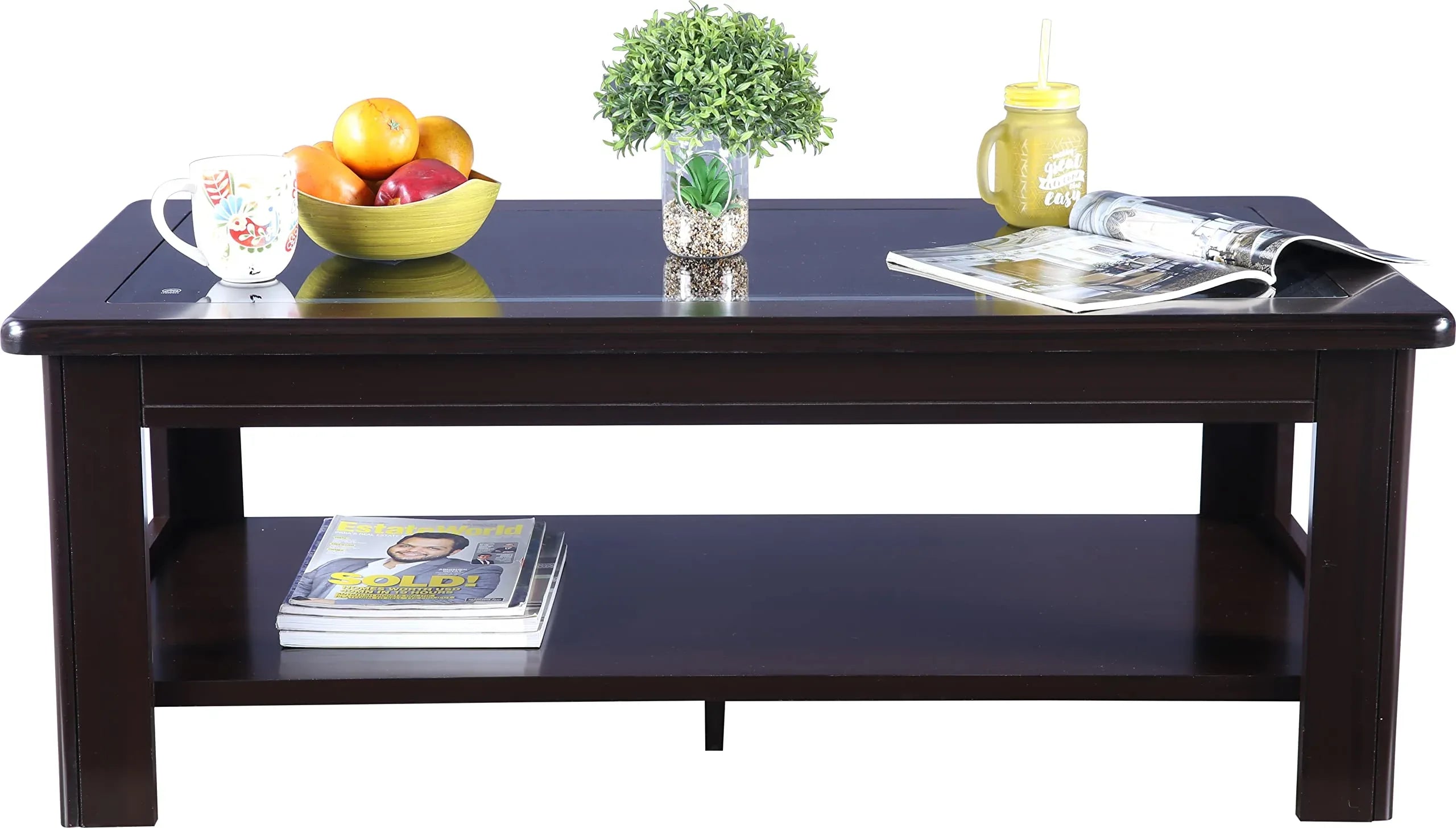 Maysville Glass Top Center Table in Walnut Colour - HomeTown