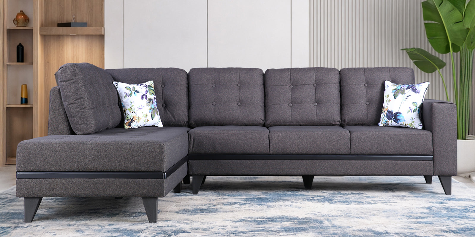 Garcia Fabric RH Lounger Large in Dark Brown Colour