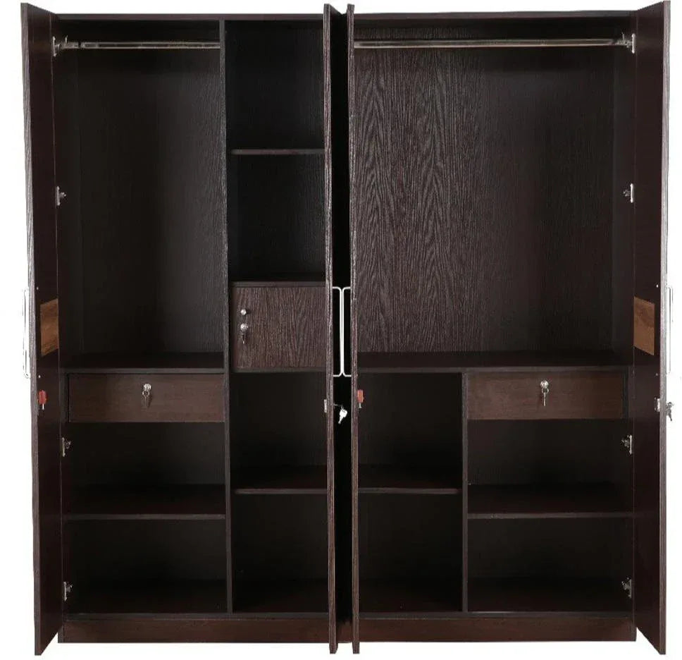 Magnum Four Door Wardrobe in Walnut Finish - HomeTown