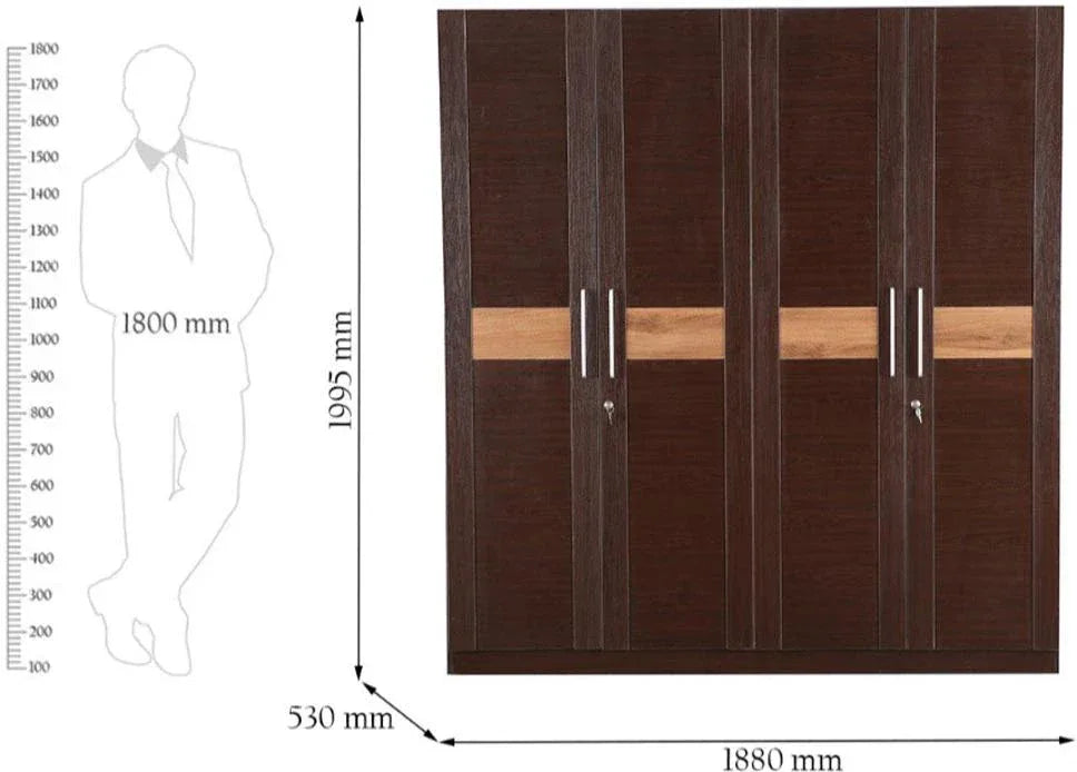 Magnum Four Door Wardrobe in Walnut Finish - HomeTown