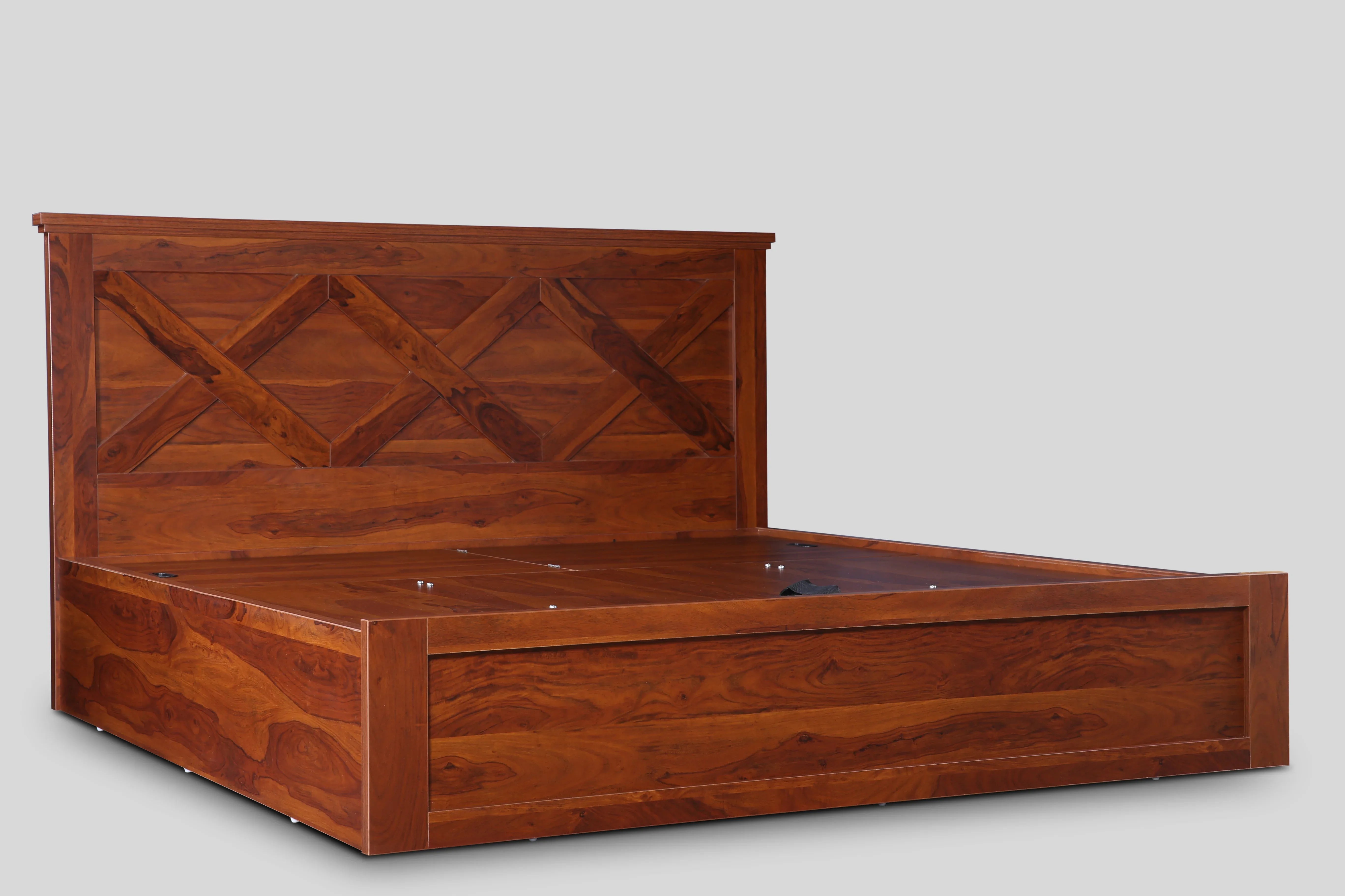 Antwerp King Bed with Hydraulic Storage in Sheesham Colour - HomeTown