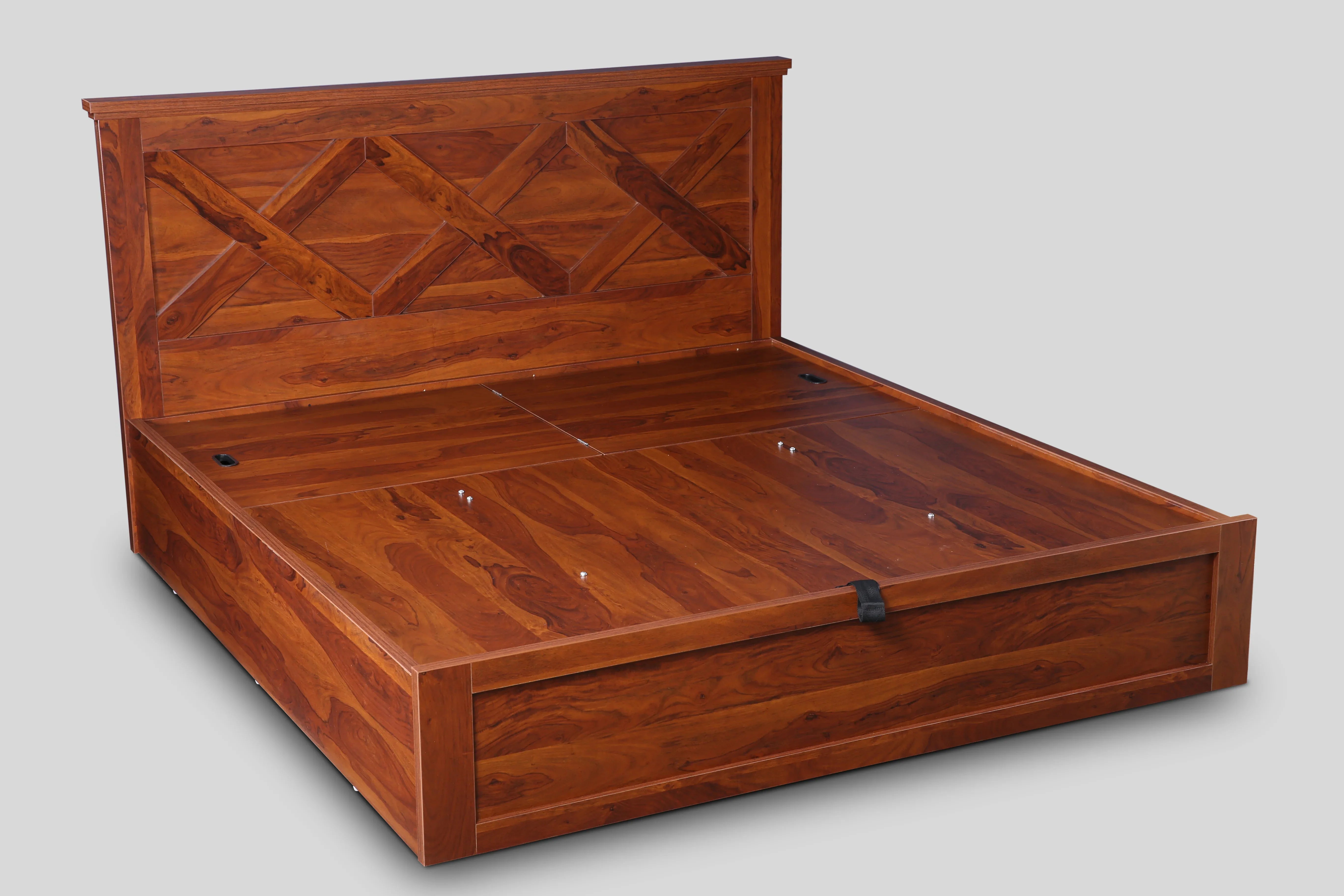 Antwerp King Bed with Hydraulic Storage in Sheesham Colour - HomeTown