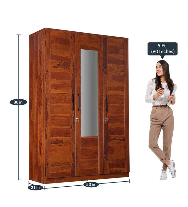 Antwerp 3 Door Wardrobe in Sheesham Colour dimensions