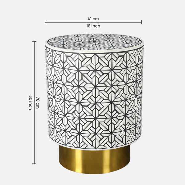 Ossein Marble Side Table in White and Gold Colour dimensions