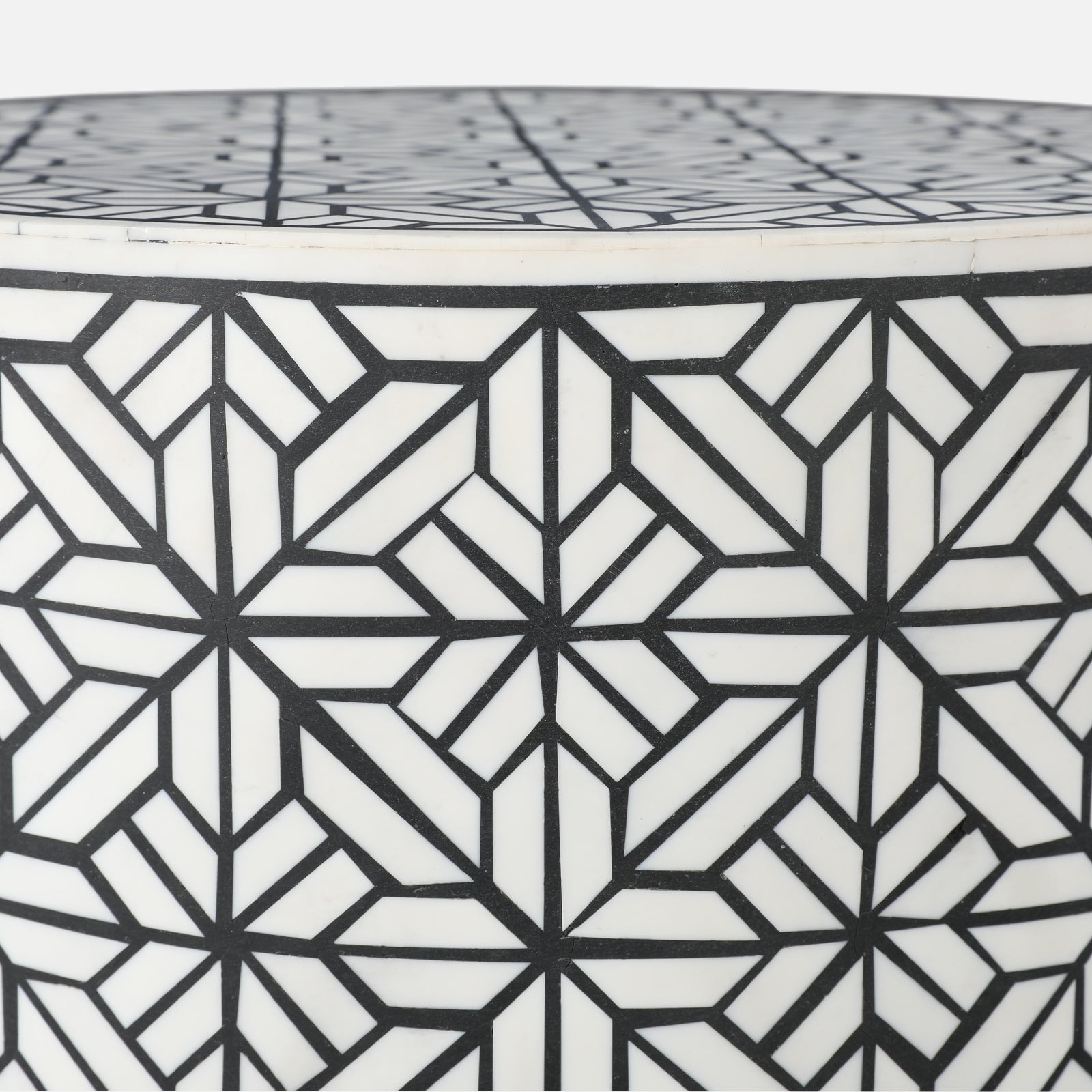 Ossein Marble Side Table in White and Gold Colour