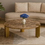 Grandex Marble Center Table in Gold And Brown Colour - HomeTown