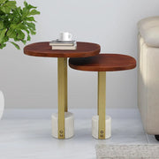 Celestia Marble Top Nest of Table in Walnut & White Colour - HomeTown