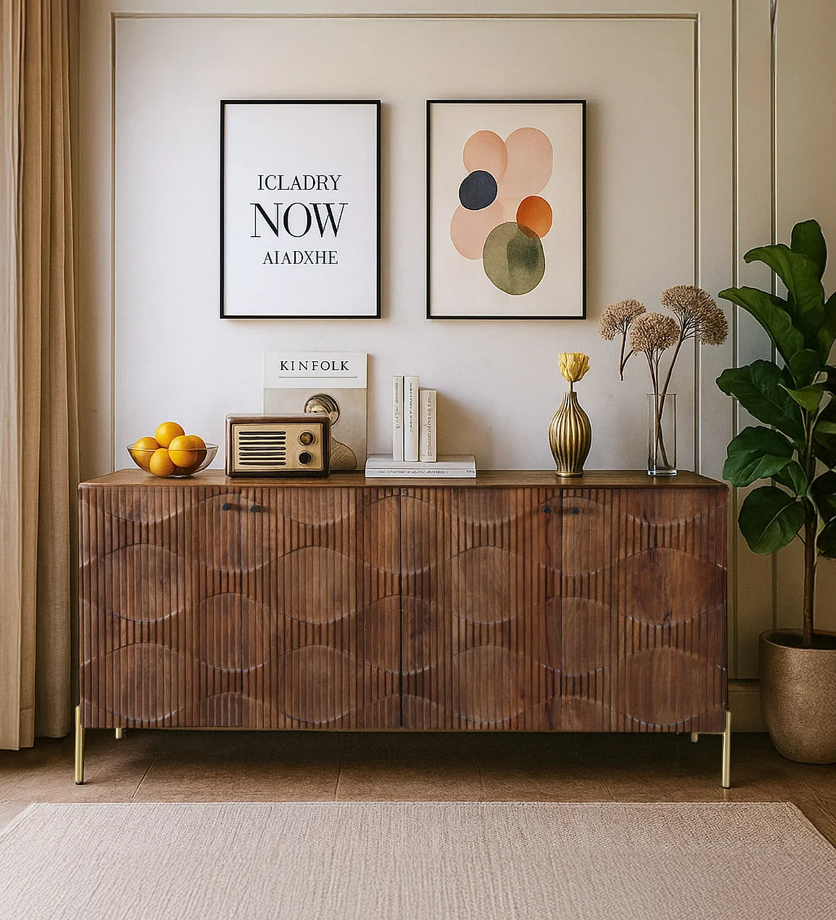 Dhara Solidwood Sideboard in Dark Brown Finish - HomeTown