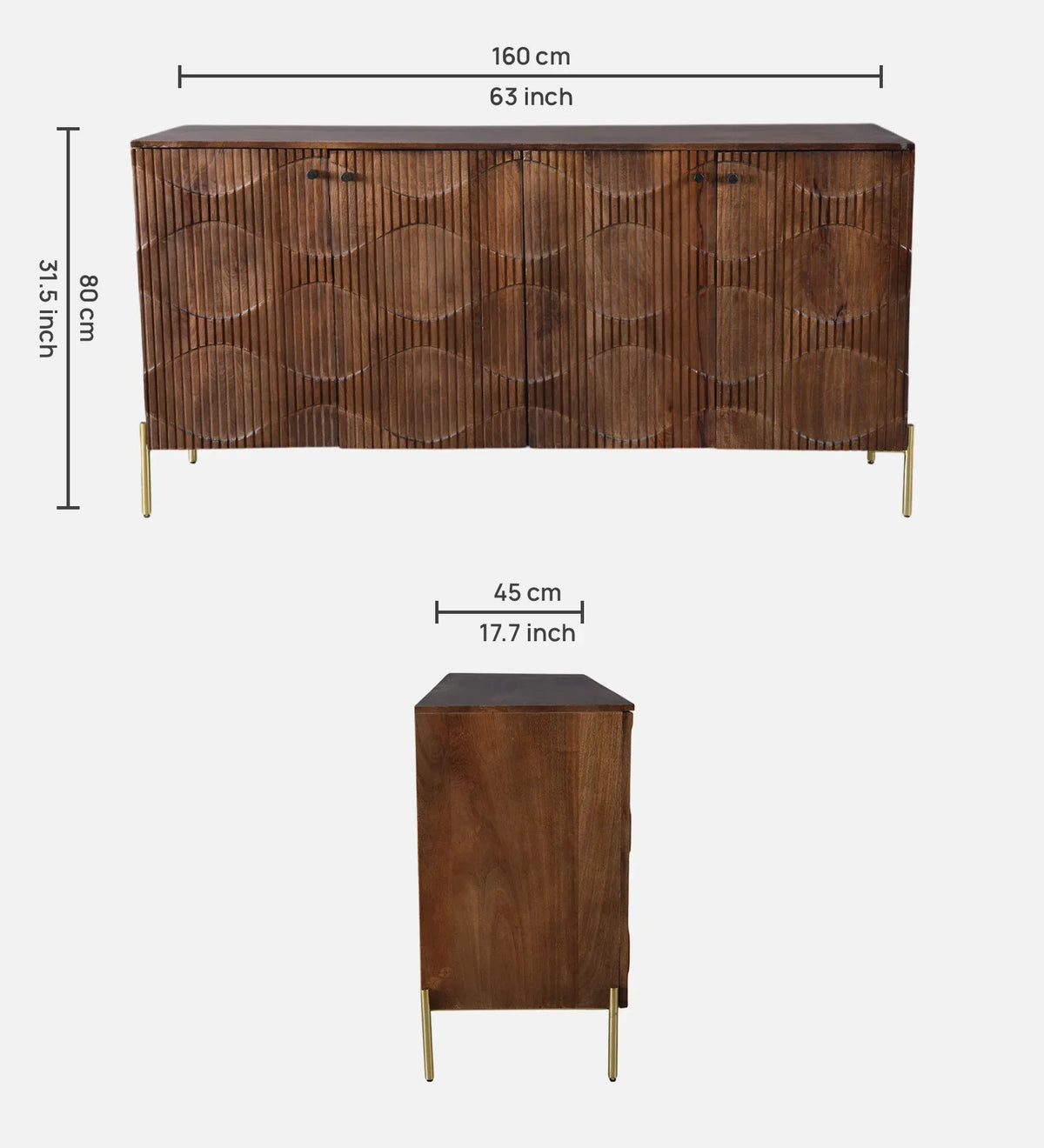 Dhara Solidwood Sideboard in Dark Brown Finish - HomeTown