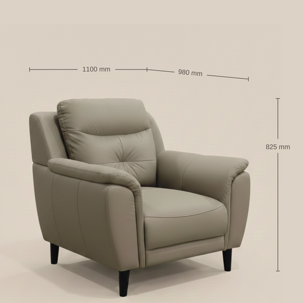 Alexa Elite Half Leather 1 Seater Beige dimensions