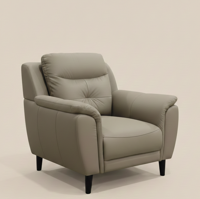 Alexa Elite Half Leather 1 Seater Beige