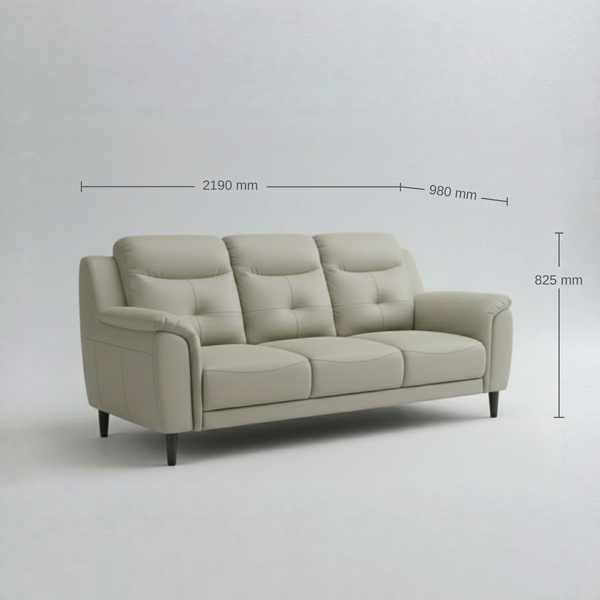 Alexa Elite Half Leather 3 Seater Beige dimensions