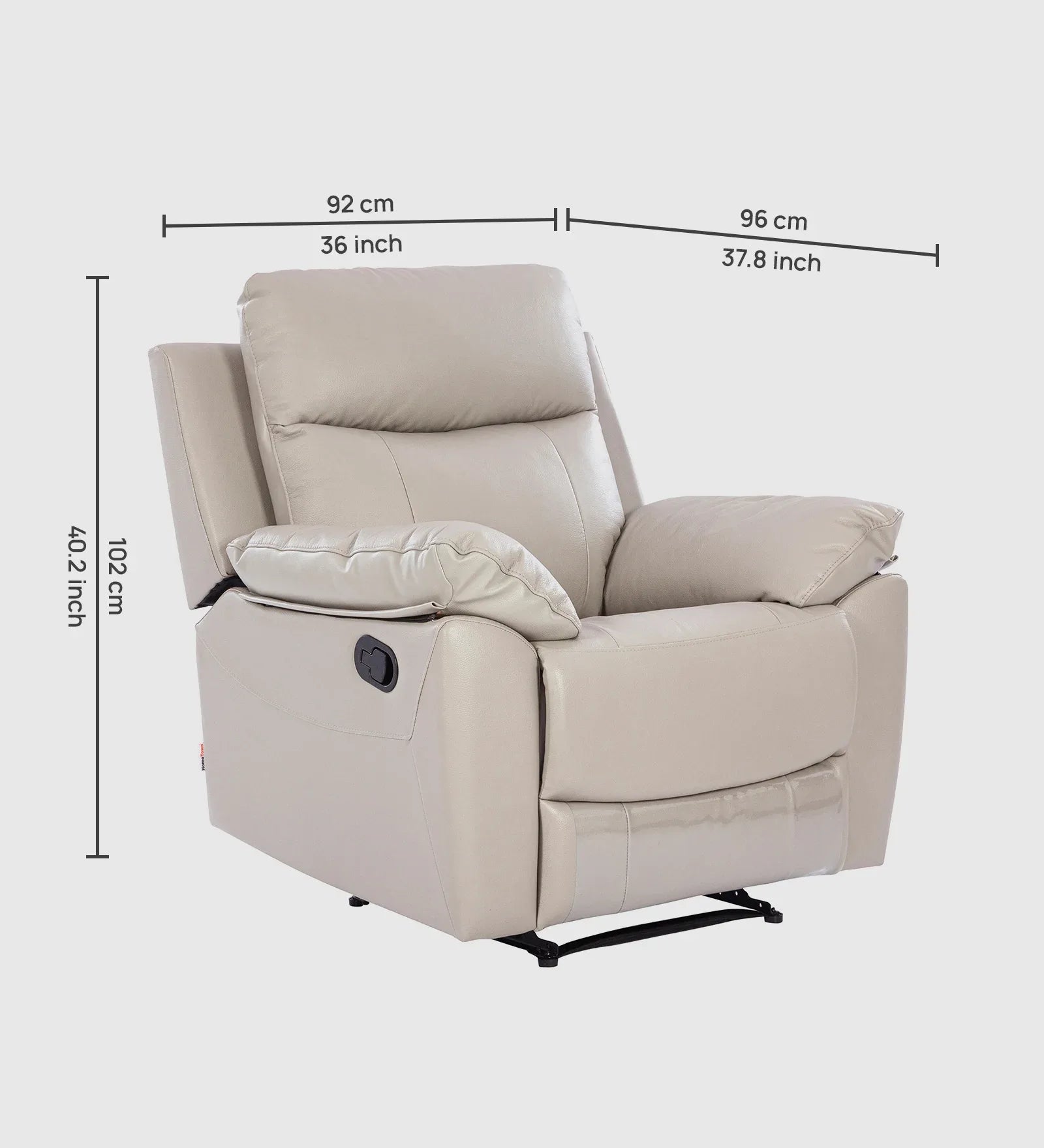 Quantum Half Leather Single Seater Recliner in Light Grey Colour - HomeTown