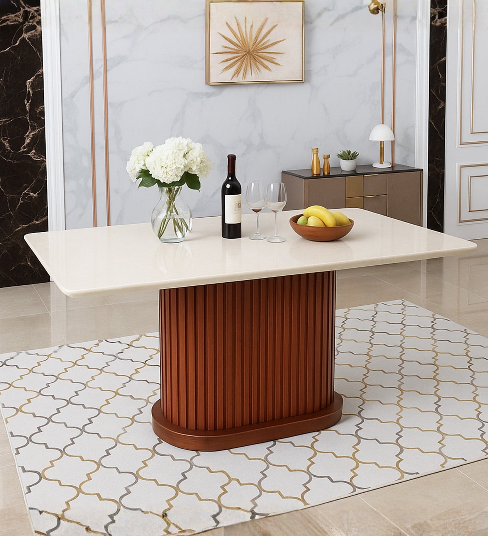 JAMIRA CERAMIC TOP 6 SEATER DINING SET