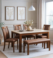 Lumiere 6 Seater Dining Set With Bench - HomeTown