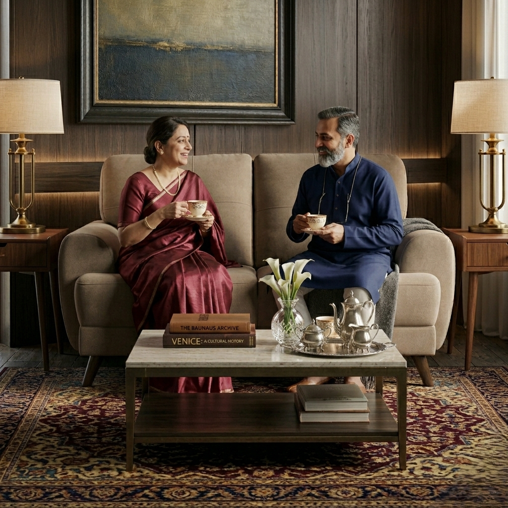 Riga Lyra Sofa in Brown Velvet Upholstery Fabric