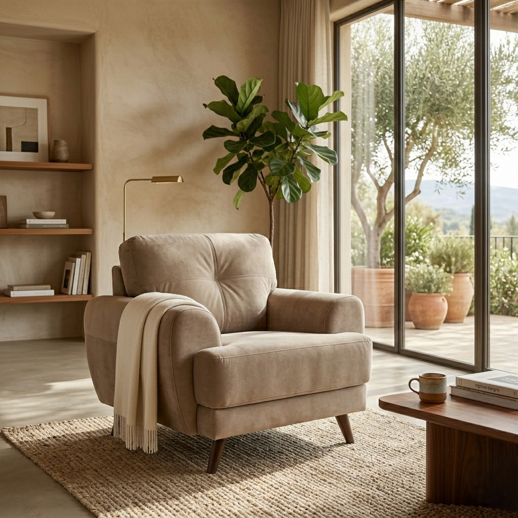 RIGA LYRA FAB 1SEATER SOFA BROWN