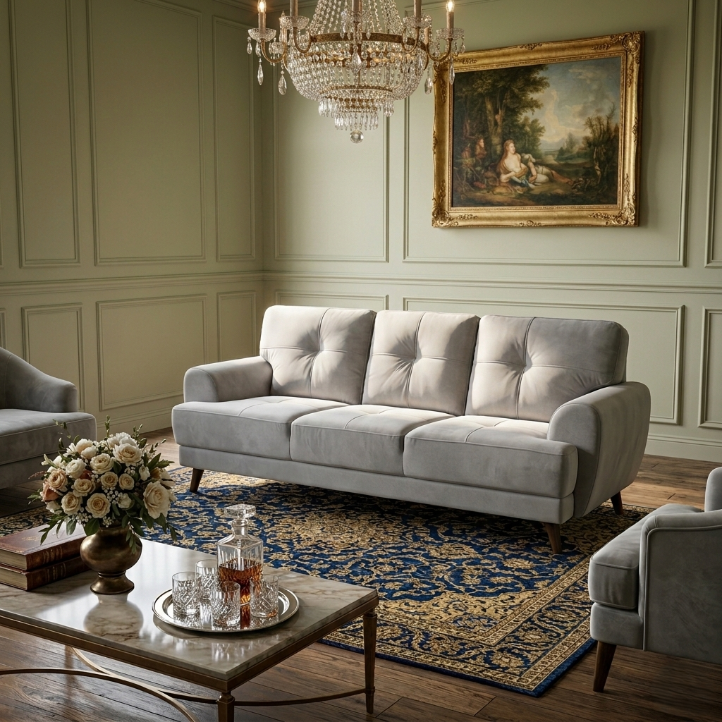 RIGA LYRA FAB 3SEATER SOFA D GREY