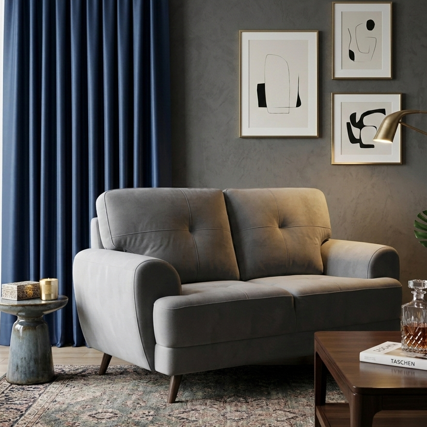 RIGA LYRA FAB 2SEATER SOFA D GREY