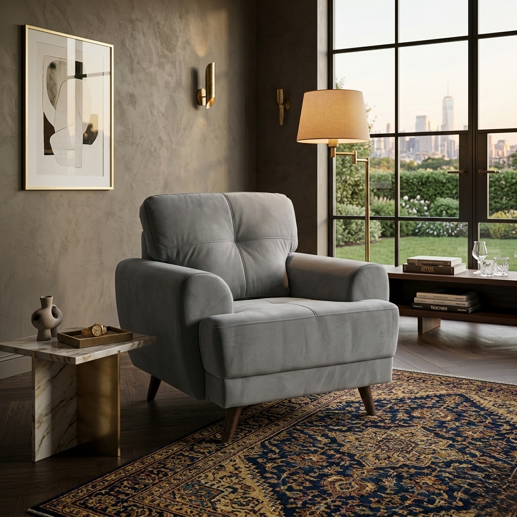 RIGA LYRA FAB 1SEATER SOFA D GREY