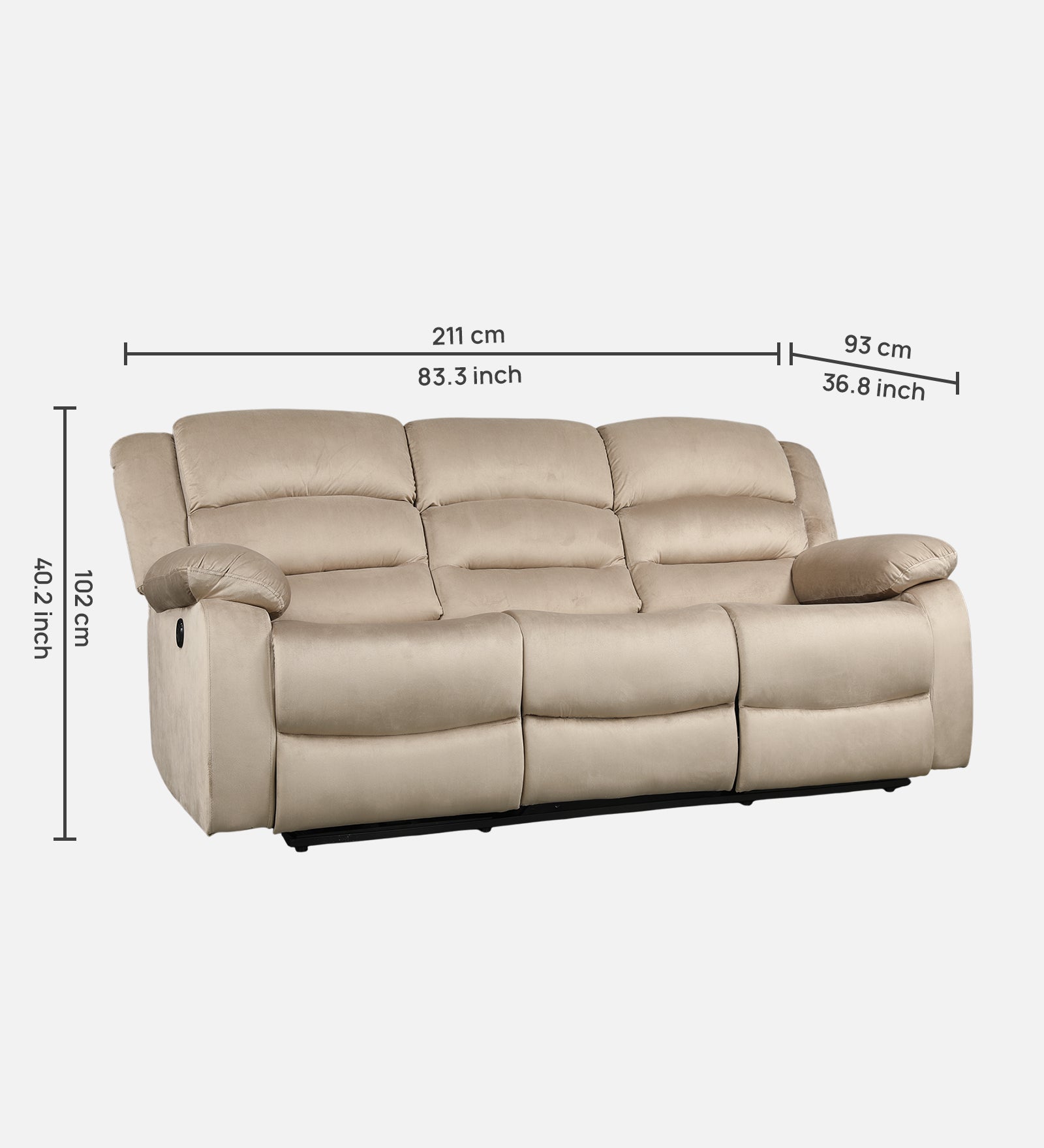 Bradford 3s Elec Fabric Recliner Beige Elite