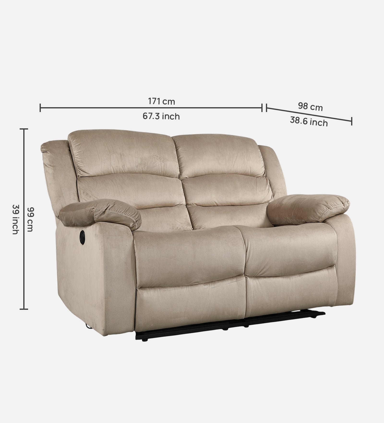 BRADFORD 2S ELEC FABRIC RECLINER BEIGE ELITE