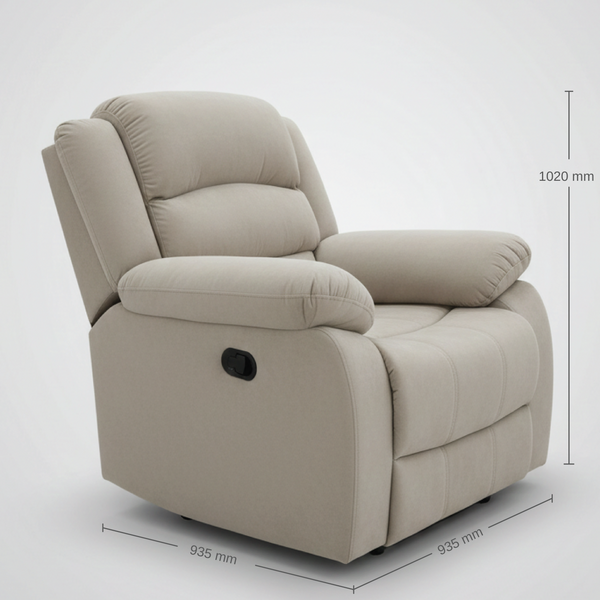 Bradford 1 Seater Electric Fabric Recliner Beige Elite dimensions