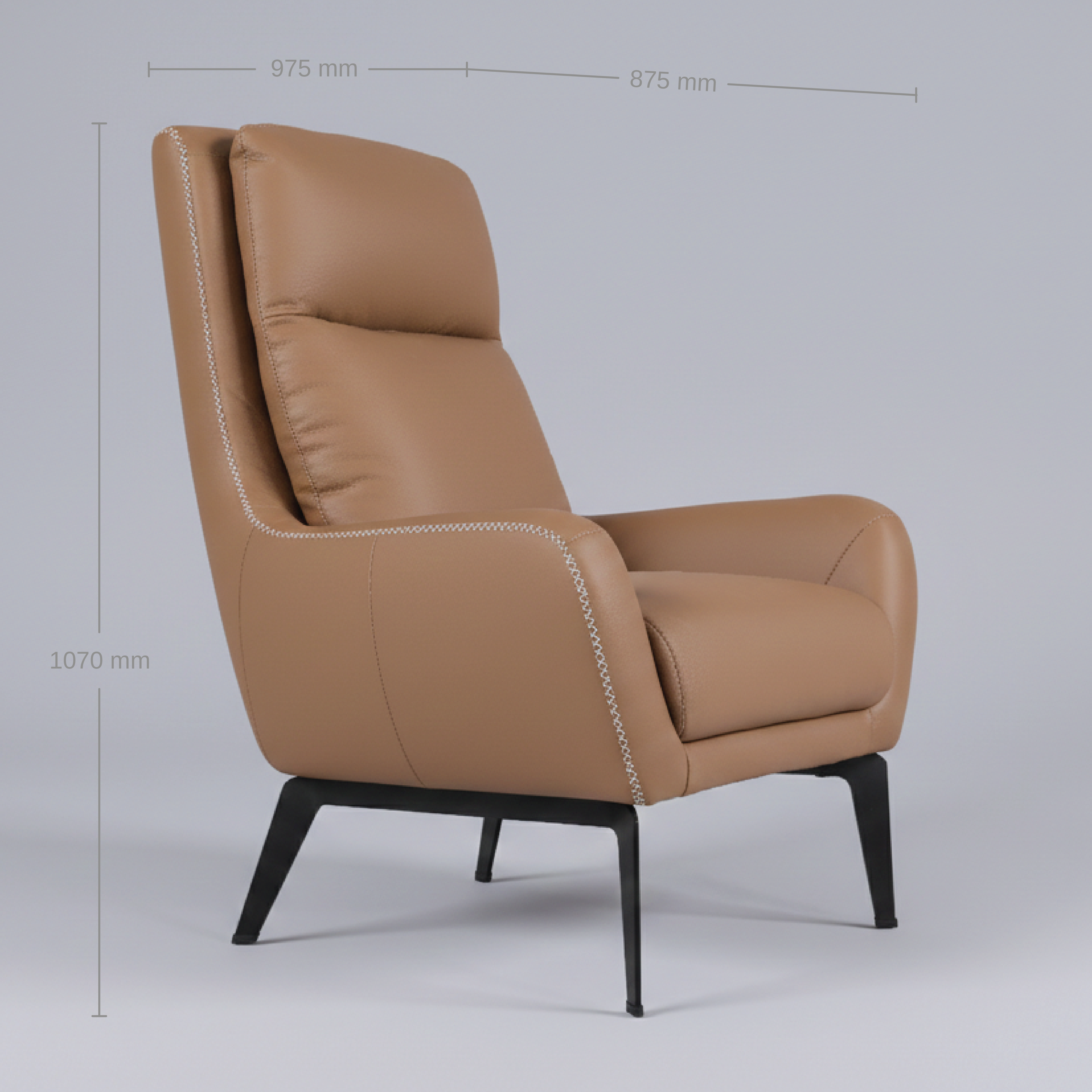 RYLAN HALF LEATHER CHAIR BROWN