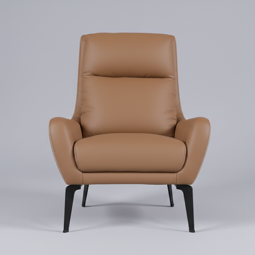 RYLAN HALF LEATHER CHAIR BROWN