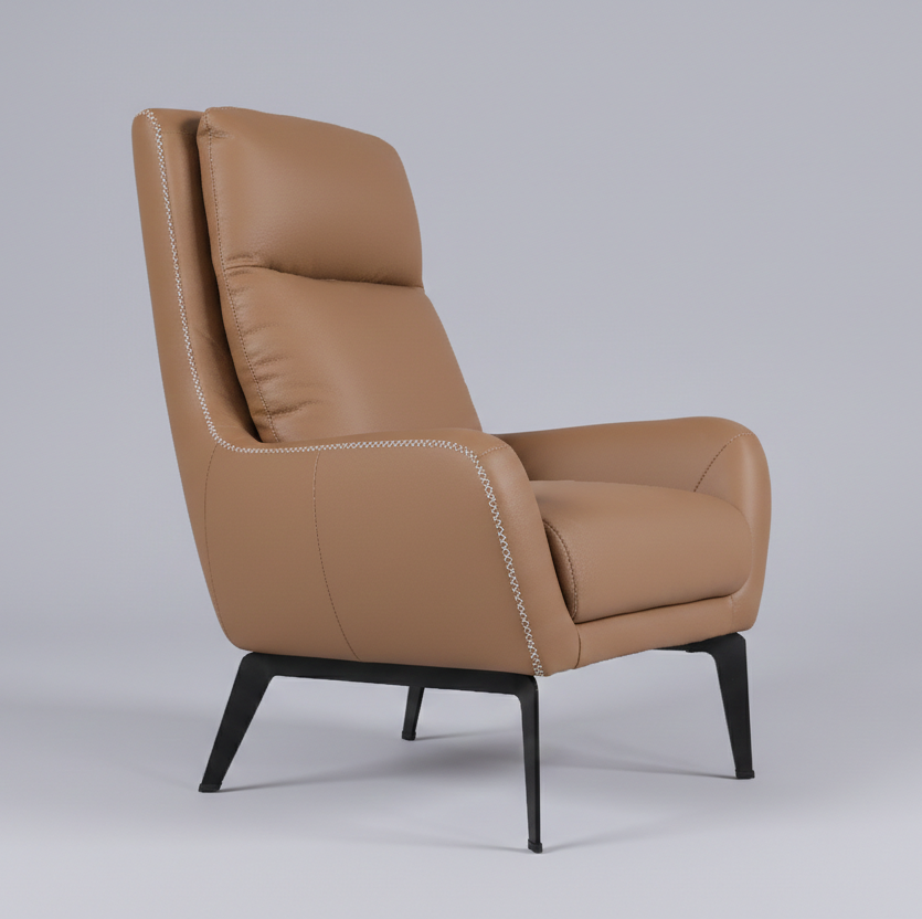 RYLAN HALF LEATHER CHAIR BROWN