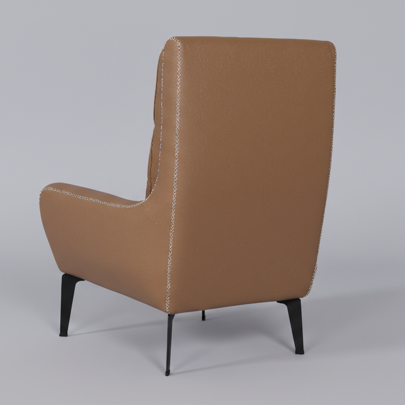 RYLAN HALF LEATHER CHAIR BROWN