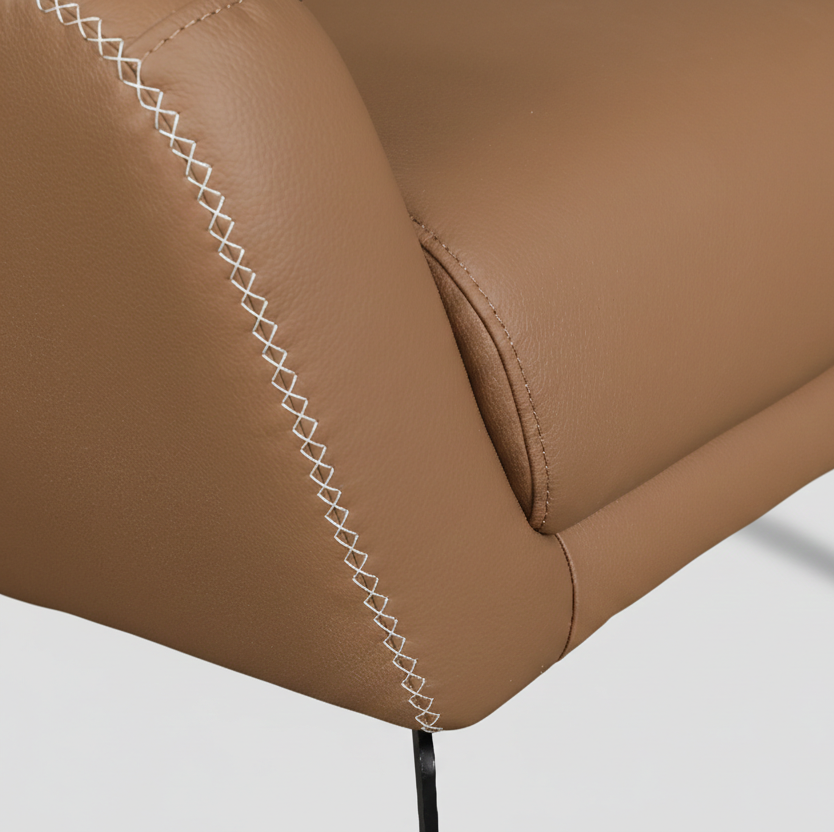 RYLAN HALF LEATHER CHAIR BROWN