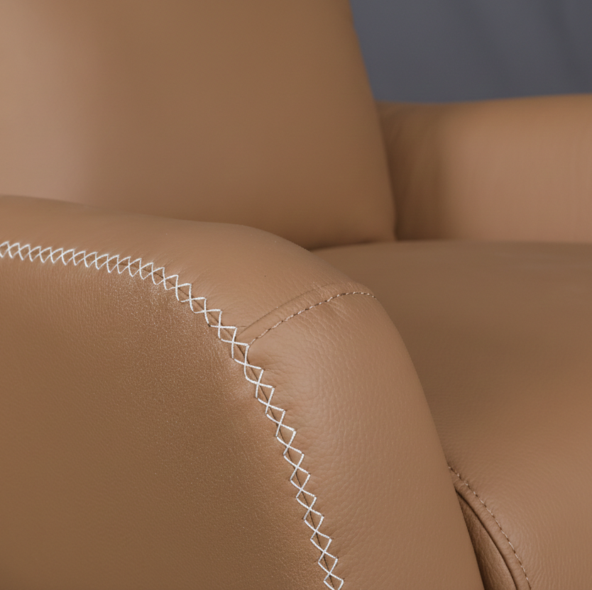 RYLAN HALF LEATHER CHAIR BROWN