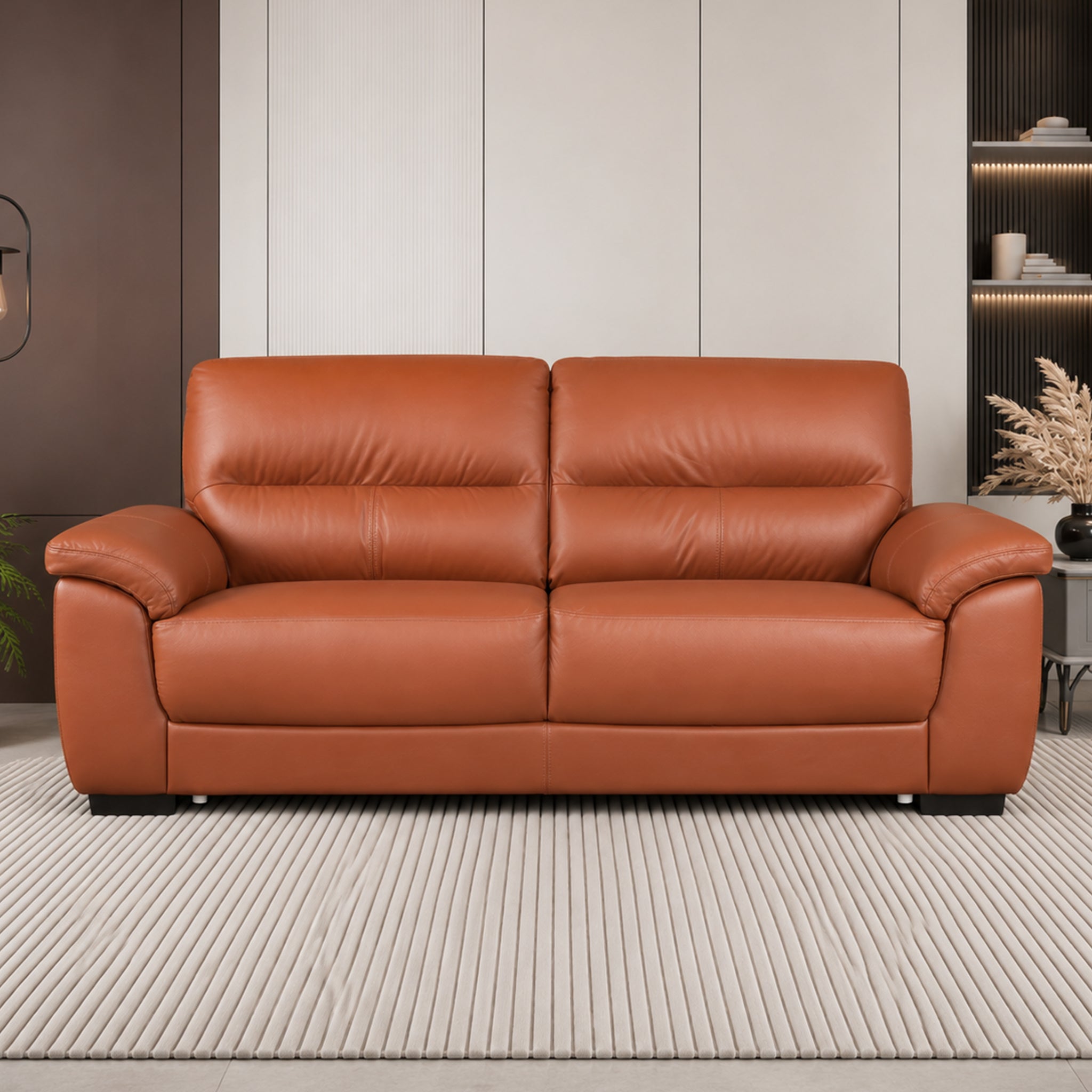 CANYON HALF LEATHER 3 SEATER SOFA TAN