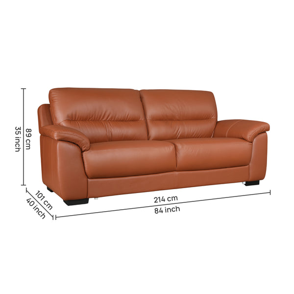 Canyon Half Leather 3 Seater Sofa Tan dimensions