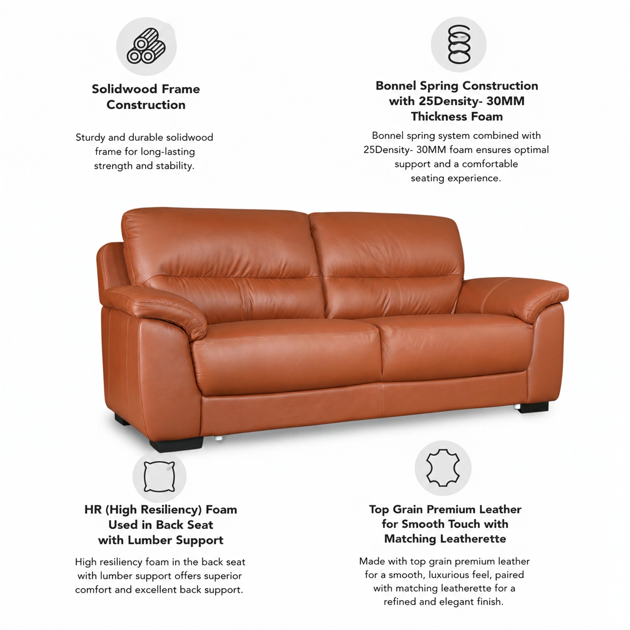 CANYON HALF LEATHER 3 SEATER SOFA TAN