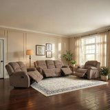 Rio Fab 3 Seater Recliner with Dropdown Tray Brown
