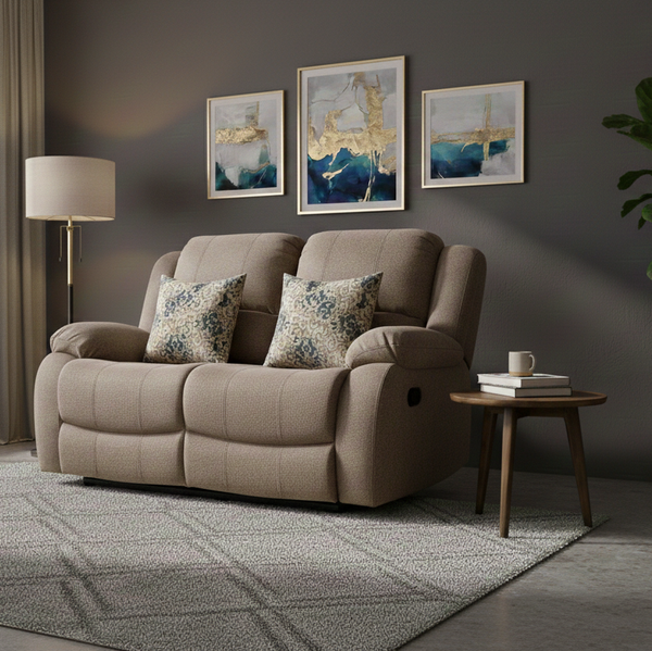 Rio Fabric 2 Seater Recliner Brown dimensions