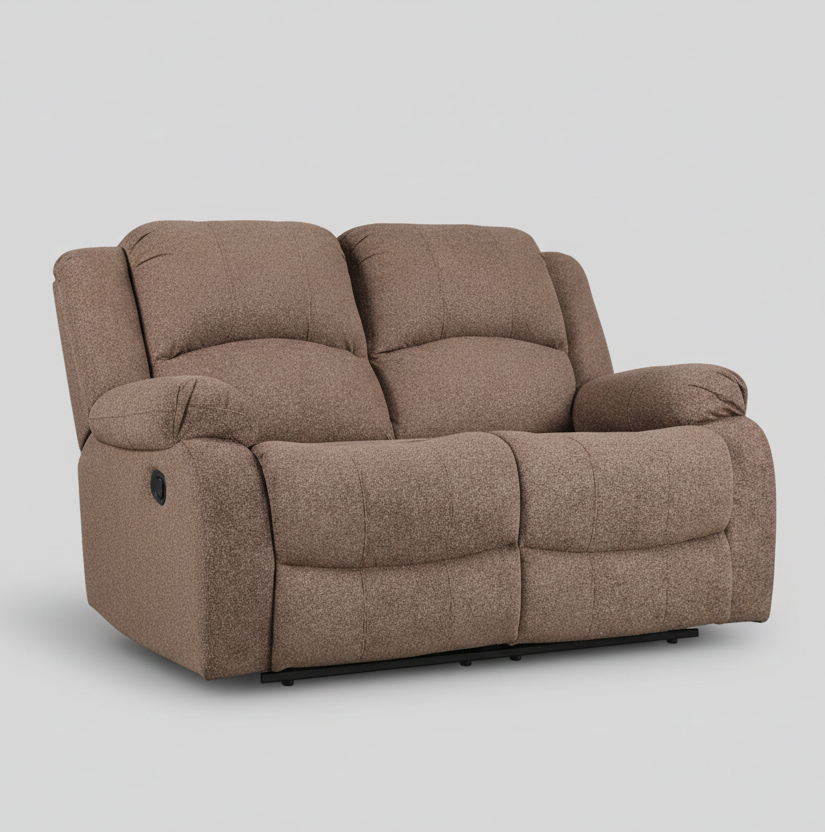 RIO FABRIC 2 SEATER  RECLINER BROWN