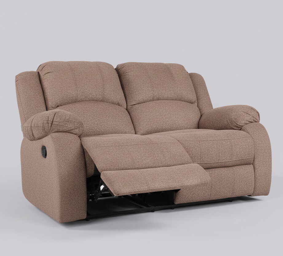 RIO FABRIC 2 SEATER  RECLINER BROWN