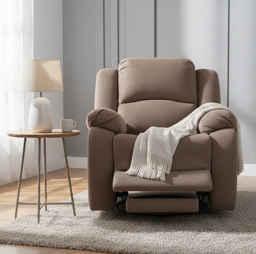 RIO FABRIC 1 STR ROCKER RECLINER BROWN