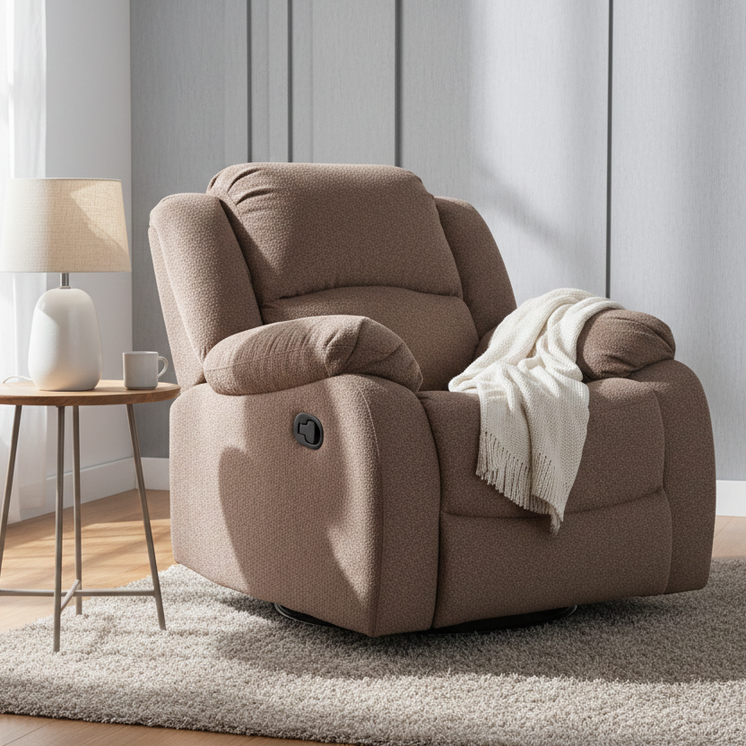 RIO FABRIC 1 STR ROCKER RECLINER BROWN